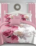 Modern All-Season Bedding Set – 10pcs & 8pcs, 100% Cotton, Soft & Lightweight, Includes Pillow Covers & Stylish Curtains