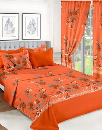 Coral Modern All-Season Bedding Set – 10pcs & 8pcs, 100% Cotton, Soft & Lightweight, Includes Pillow Covers & Stylish Curtains