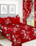 Red Modern All-Season Bedding Set – 10pcs & 8pcs, 100% Cotton, Soft & Lightweight, Includes Pillow Covers & Stylish Curtains