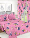 Pink Modern All-Season Bedding Set – 10pcs & 8pcs, 100% Cotton, Soft & Lightweight, Includes Pillow Covers & Stylish Curtains