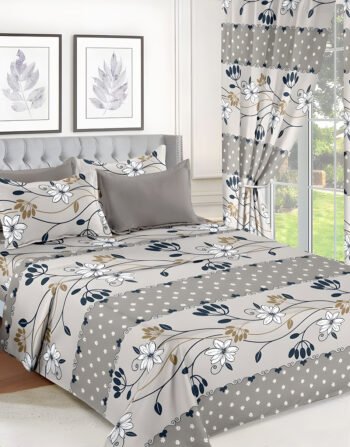 Ash Modern All-Season Bedding Set – 10pcs & 8pcs, 100% Cotton, Soft & Lightweight, Includes Pillow Covers & Stylish Curtains