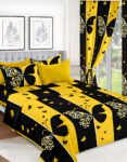 Yellow & Black Modern All-Season Bedding Set – 10pcs & 8pcs, 100% Cotton, Soft & Lightweight, Includes Pillow Covers & Stylish Curtains