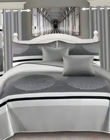 Ash Modern All-Season Bedding Set – 10pcs & 8pcs, 100% Cotton, Soft & Lightweight, Includes Pillow Covers & Stylish Curtains