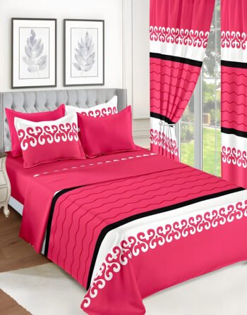 Magenta Modern All-Season Bedding Set – 10pcs & 8pcs, 100% Cotton, Soft & Lightweight, Includes Pillow Covers & Stylish Curtains