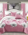 Pink Modern All-Season Bedding Set – 10pcs & 8pcs, 100% Cotton, Soft & Lightweight, Includes Pillow Covers & Stylish Curtains