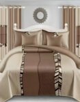 Chocolate color Modern All-Season Bedding Set – 10pcs & 8pcs, 100% Cotton, Soft & Lightweight, Includes Pillow Covers & Stylish Curtains