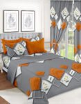 Grey Modern All-Season Bedding Set – 10pcs & 8pcs, 100% Cotton, Soft & Lightweight, Includes Pillow Covers & Stylish Curtains