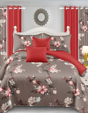 Grey Modern All-Season Bedding Set – 10pcs & 8pcs, 100% Cotton, Soft & Lightweight, Includes Pillow Covers & Stylish Curtains