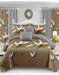 Muddy Color Modern All-Season Bedding Set – 10pcs & 8pcs, 100% Cotton, Soft & Lightweight, Includes Pillow Covers & Stylish Curtains