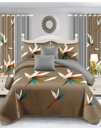 Muddy Color Modern All-Season Bedding Set – 10pcs & 8pcs, 100% Cotton, Soft & Lightweight, Includes Pillow Covers & Stylish Curtains
