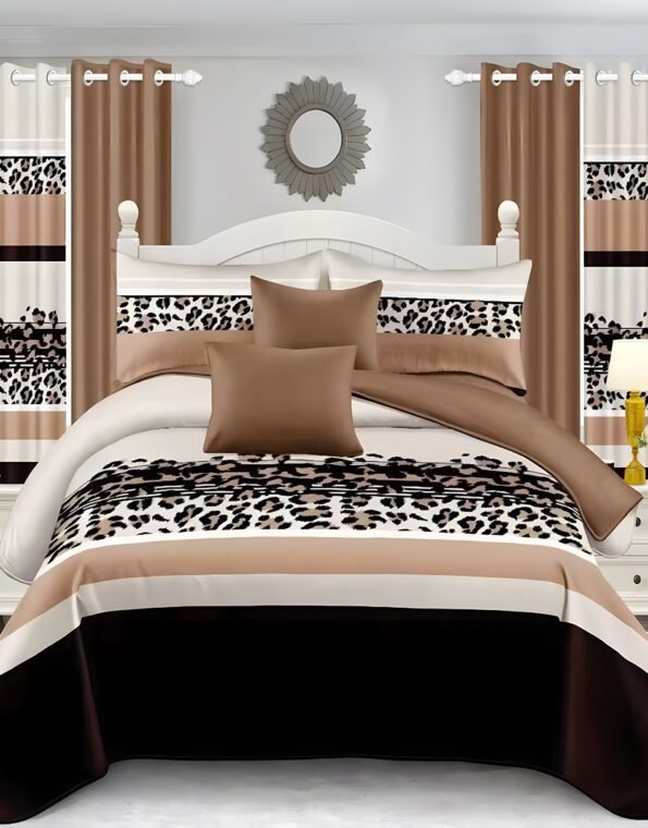 White and Grey Modern All-Season Bedding Set – 10pcs & 8pcs, 100% Cotton, Soft & Lightweight, Includes Pillow Covers & Stylish Curtains