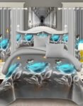 Ash Modern All-Season Bedding Set – 10pcs & 8pcs, 100% Cotton, Soft & Lightweight, Includes Pillow Covers & Stylish Curtains