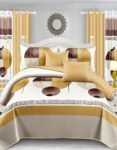 Yellow Modern All-Season Bedding Set – 10pcs & 8pcs, 100% Cotton, Soft & Lightweight, Includes Pillow Covers & Stylish Curtains