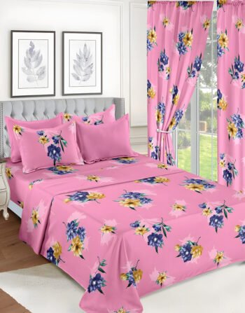 Modern All-Season Pink Bedding Set – 10pcs & 8pcs, 100% Cotton, Soft & Lightweight, Includes Pillow Covers & Stylish Curtains