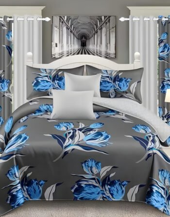 Ash Modern All-Season Bedding Set – 10pcs & 8pcs, 100% Cotton, Soft & Lightweight, Includes Pillow Covers & Stylish Curtains
