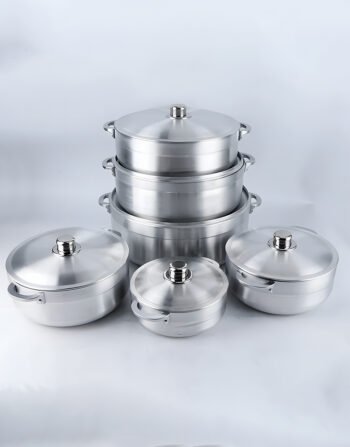 Superior Polished Aluminium 6-Piece Cookware Set – Heavy-Duty, Long-Lasting Kitchen Essentials for Home & Professional Use