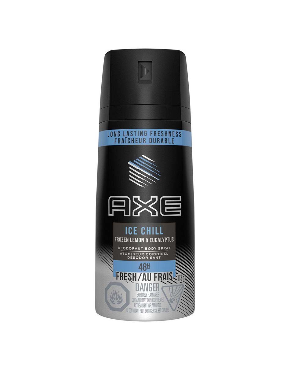 Axe Deodorant Body Spray - Ice Chill - Frozen Lemon & Eucalyptus - Net Wt. 4 OZ (113 g) Per Can - Pack of 3 Cans