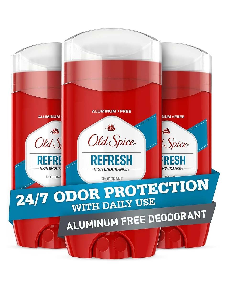 Old Spice Aluminum Free Deodorant for Men, High Endurance Refresh, 3 oz each, Pack of 3